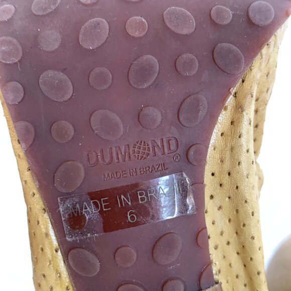 Dumond Yellow Perforated Y2K Elasticized Pointed toe Pumps Kitten Heels - Sz 6 - Picture 13 of 16
